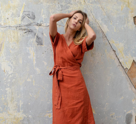 Organic Summer Wrap Linen Dress